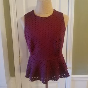 Metaphor Peplum Top Scuba Deep Cabernet XL